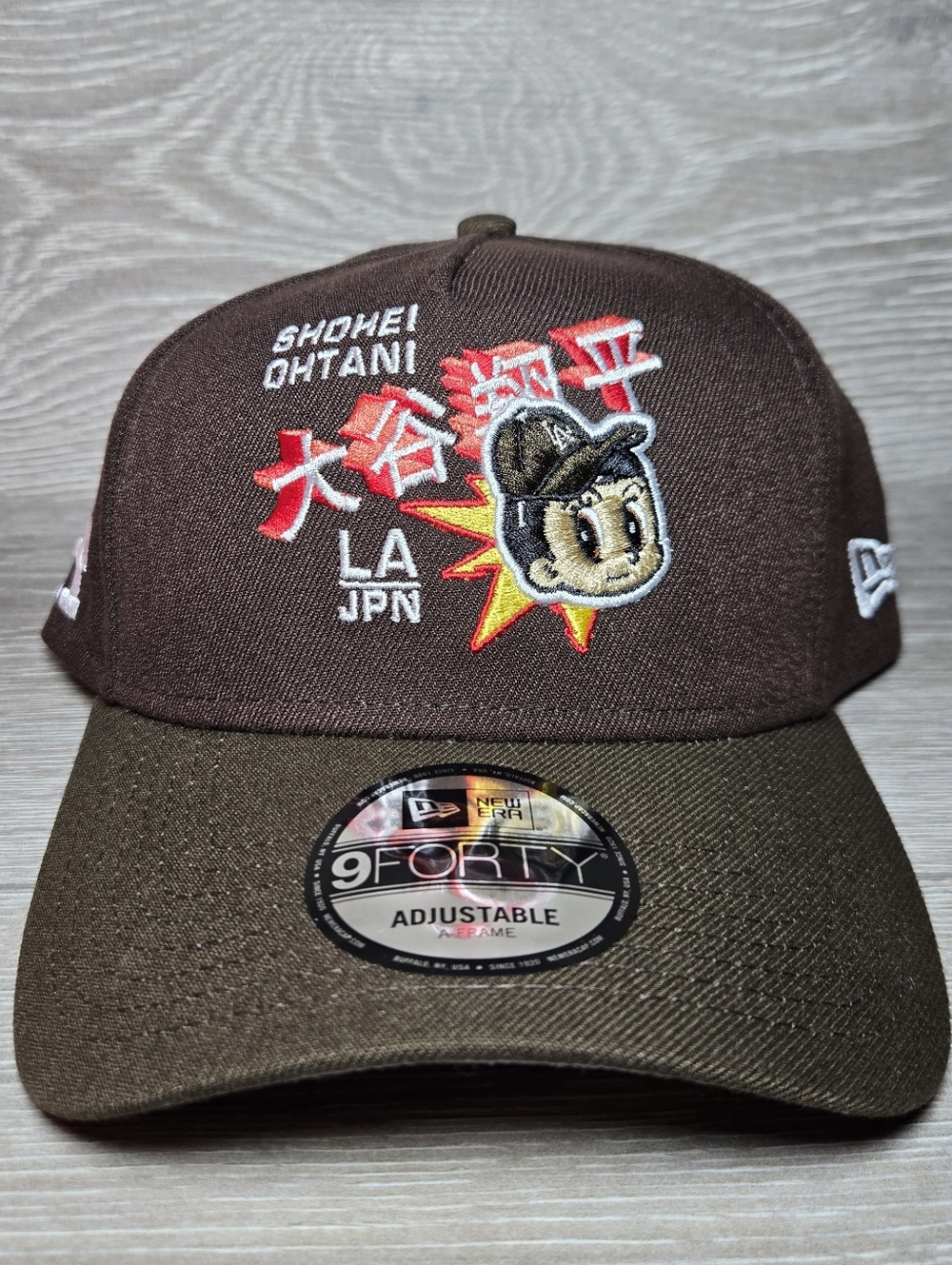 LA Dodgers Shohei Ohtani Matcha New Era 9forty A-Frame Snapback Hat Brown NEW